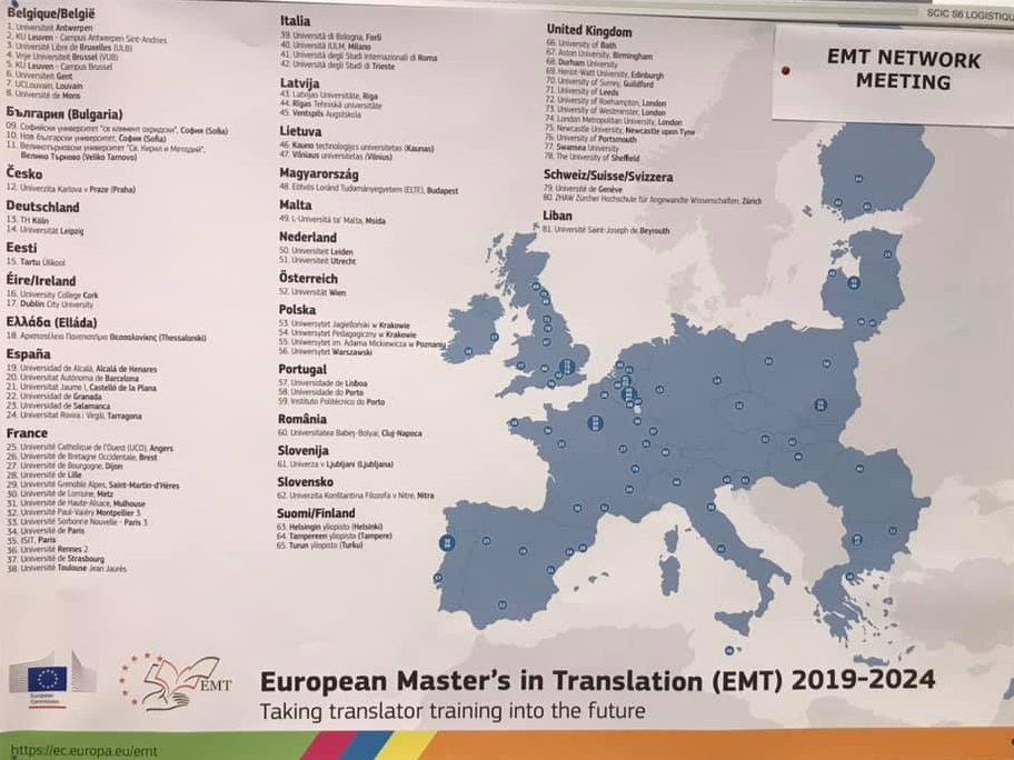 Map of Europe with EMT masters